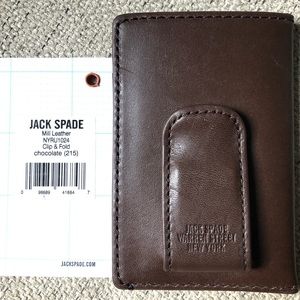 Jack Spade money clip card holder leather brown